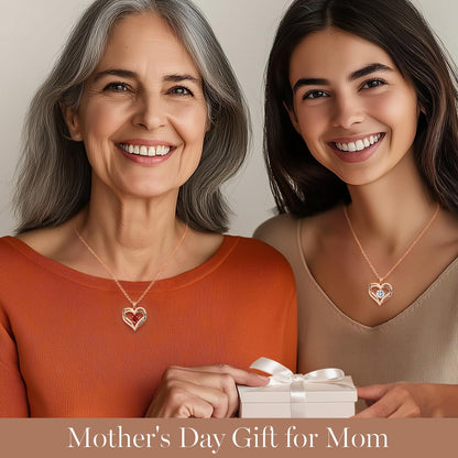 Valentine'S Day Gift Forever Love Heart Necklaces for Women, Wedding Anniversary, Birthday Mothers Christmas Day Gifts for Mom, Mother, Wife, S925 Silver Jewelry with Birthstone Pendant